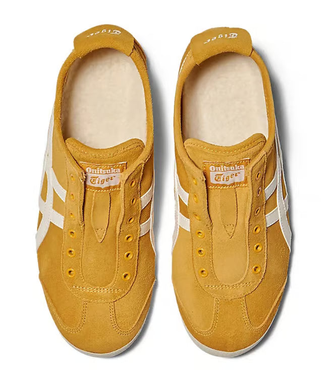 Onitsuka Tiger Men’s Grey Slip-On Sneakers with Rubber Sole and Textile Upper