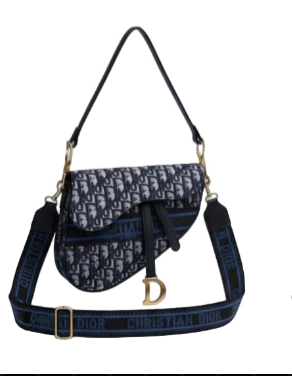 Designer handbag with visible brand logo on a white background