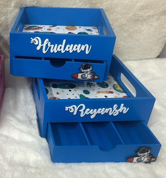 Customizable Wooden Tray with Hidden Drawer