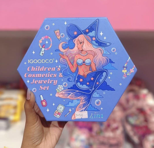 🧜‍♀️ Magical Mermaid – 4-Layer Kids Makeup & Jewelry Set ✨💖