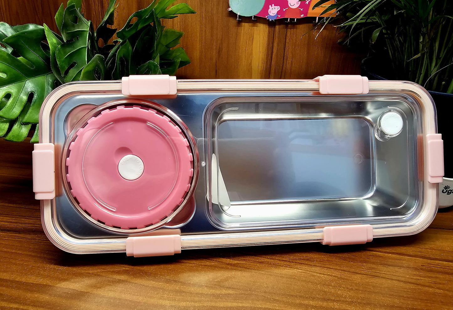 Super Sleek 2-Partition Bento Box with Spoon & Chopsticks (600+150 ML)