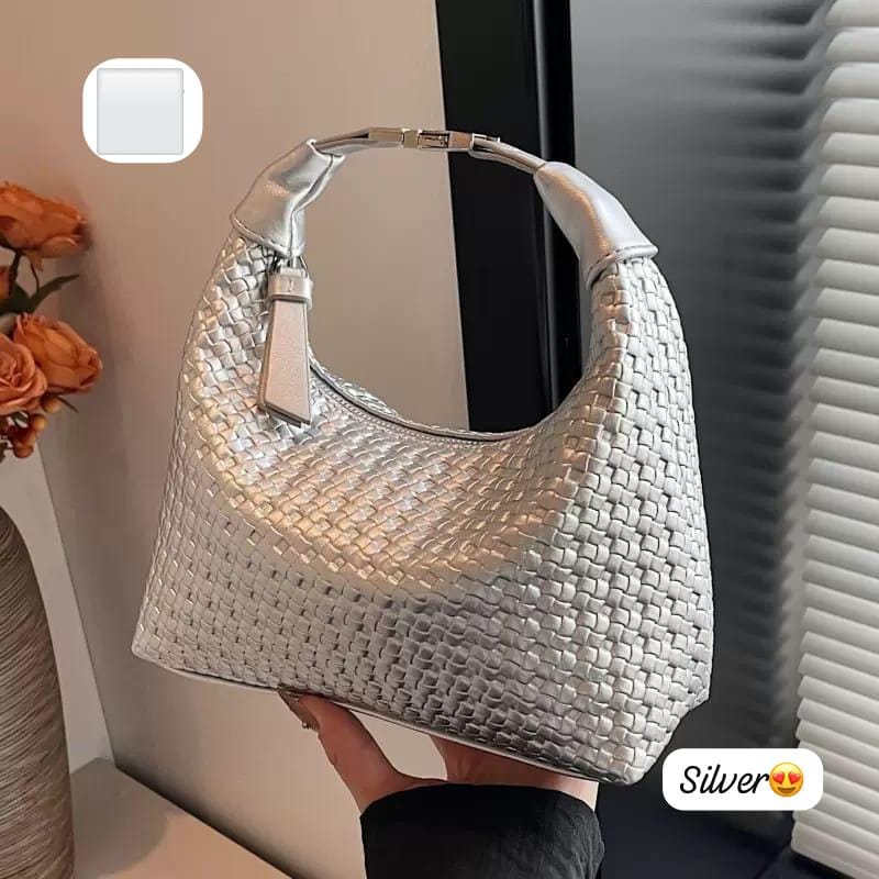 Woven Crescent Hobo Bag