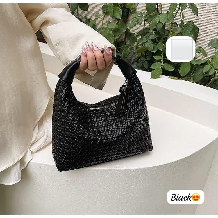 Woven Crescent Hobo Bag