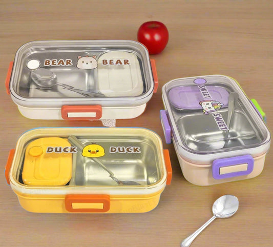 FunBlast 2-Grid Stainless Steel Bento Box with Container