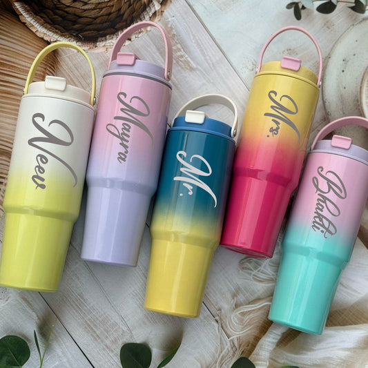 Premium Dual-Tone Stainless Steel Tumbler with Handle (900ml)
