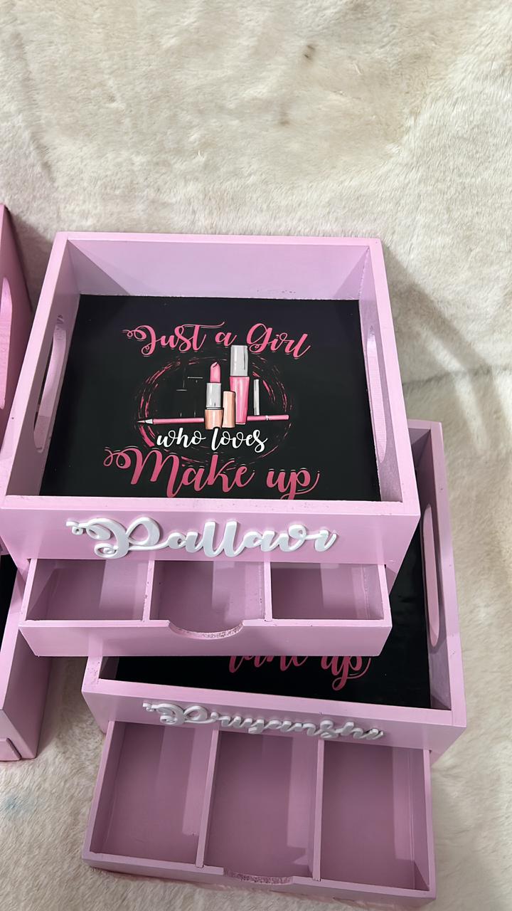 Customizable Wooden Tray with Hidden Drawer