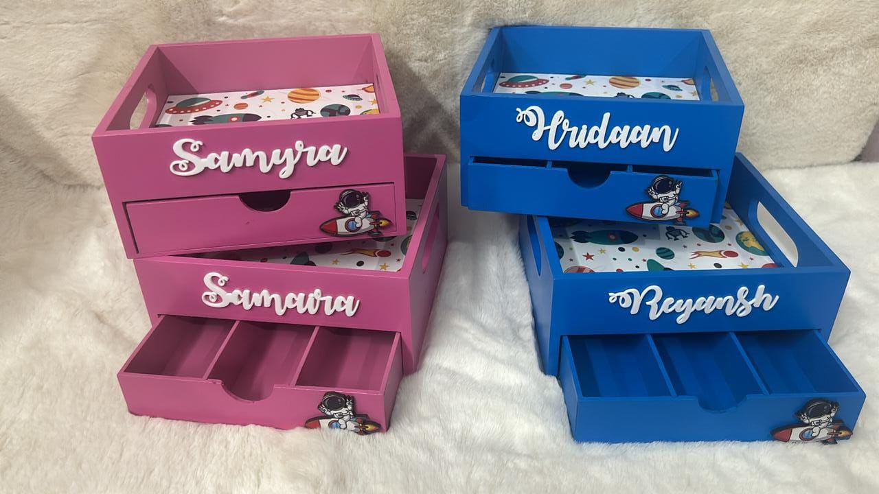 Customizable Wooden Tray with Hidden Drawer