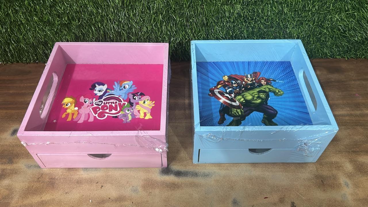 Customizable Wooden Tray with Hidden Drawer