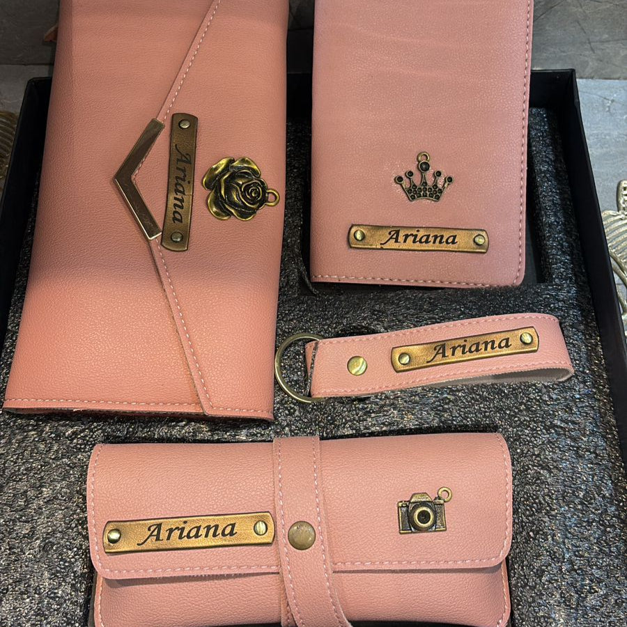 Personalized Faux Chic Set - Ladies wallet - Keychain - Passport cover - Eyewear case