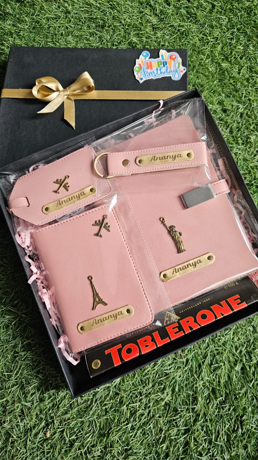 The Personalized Voyager Set -4pcs -  Diary,Passport Cover, Luggage Tag &  Keyring