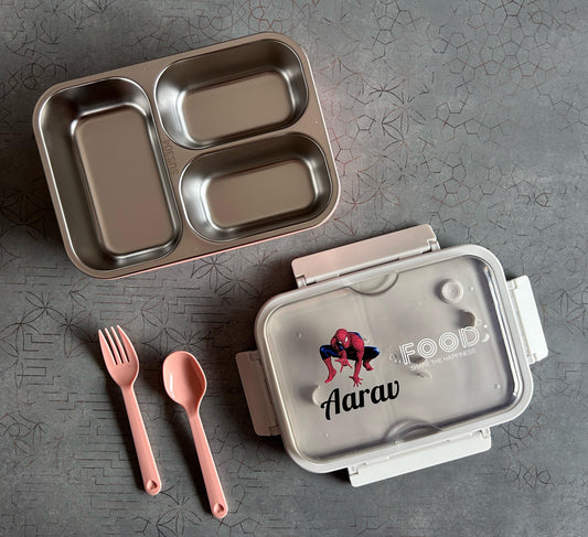 Laxson Personalized Stainless Steel Bento Box with Cartoon Character & Name
