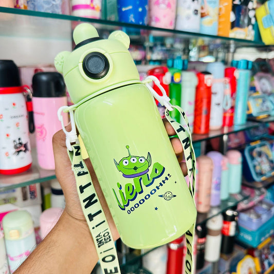 620ml Insulated Stainless Steel Water Bottle with 2-Way Drinking, Adjustable Strap & Fun Stickers – Leak-Proof & Customizable