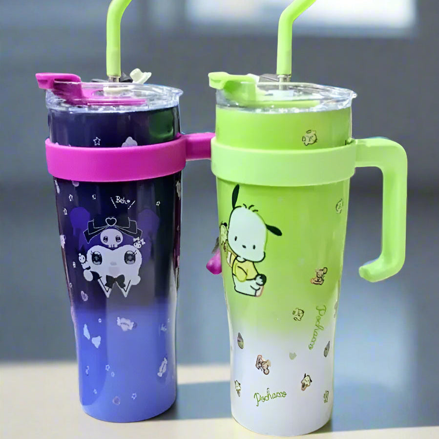 Double-Wall Insulated Stainless Steel Tumbler with Reusable Steel Straw - 600ml
