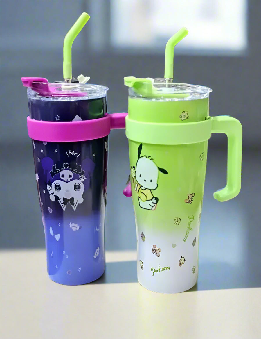 Double-Wall Insulated Stainless Steel Tumbler with Reusable Steel Straw - 600ml
