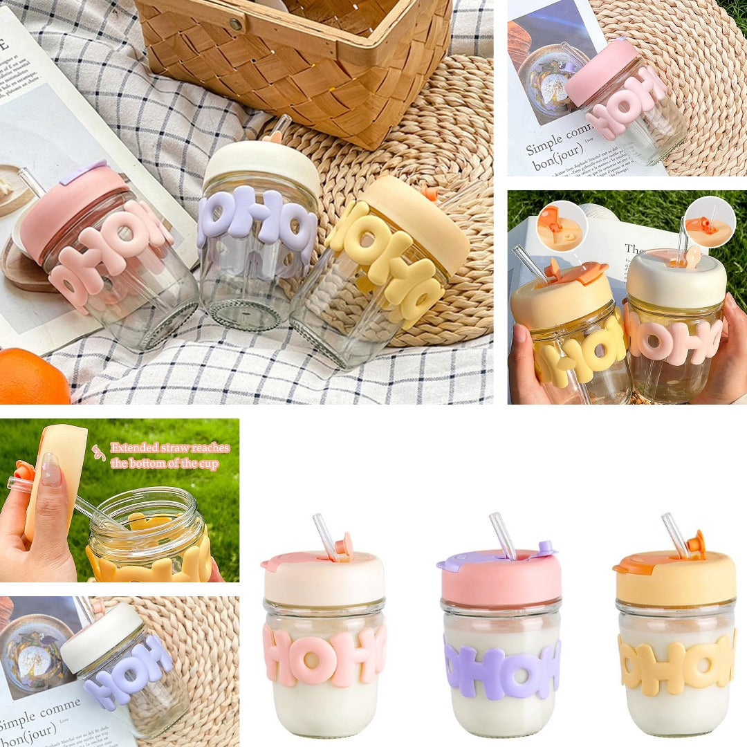 New Trendy Glass Tumbler Mug with Lid  & Silicon Sleeve - Ideal Return Gift