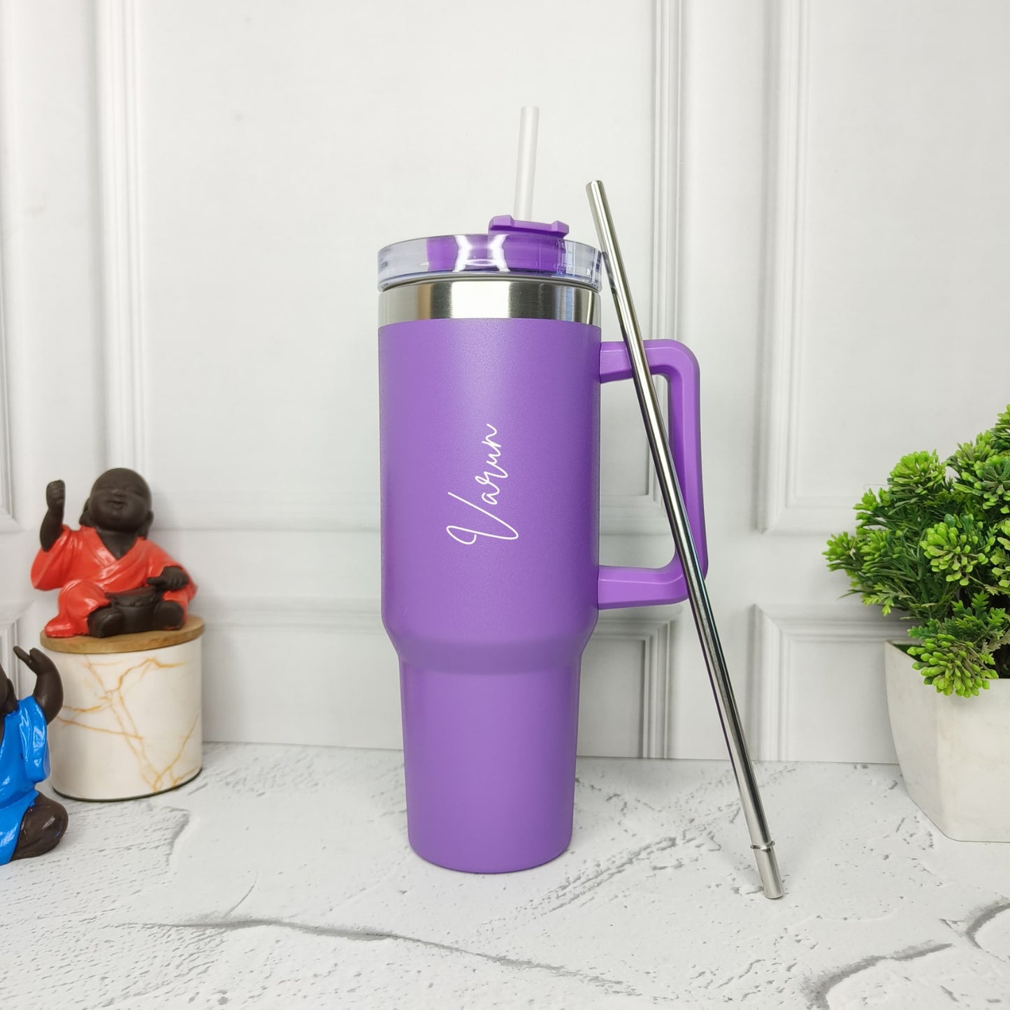 Personalized 1200ml Insulated Tumbler with Plastic & Steel Straw