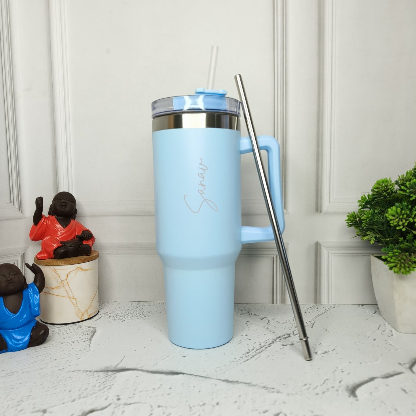 Personalized 1200ml Insulated Tumbler with Plastic & Steel Straw