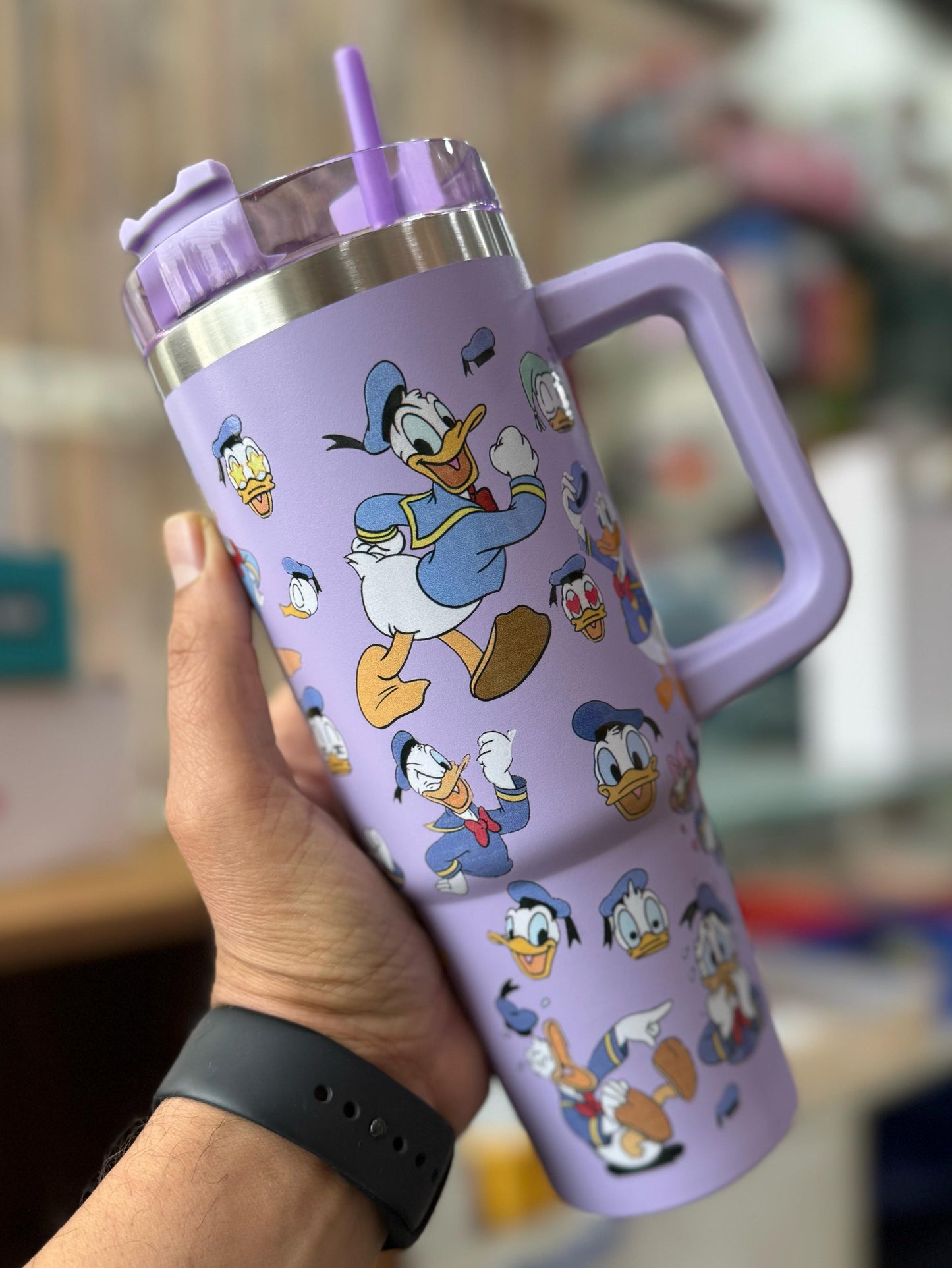 Premium 900ml Double-Wall Insulated Disney Character Tumbler with Handle and Straw