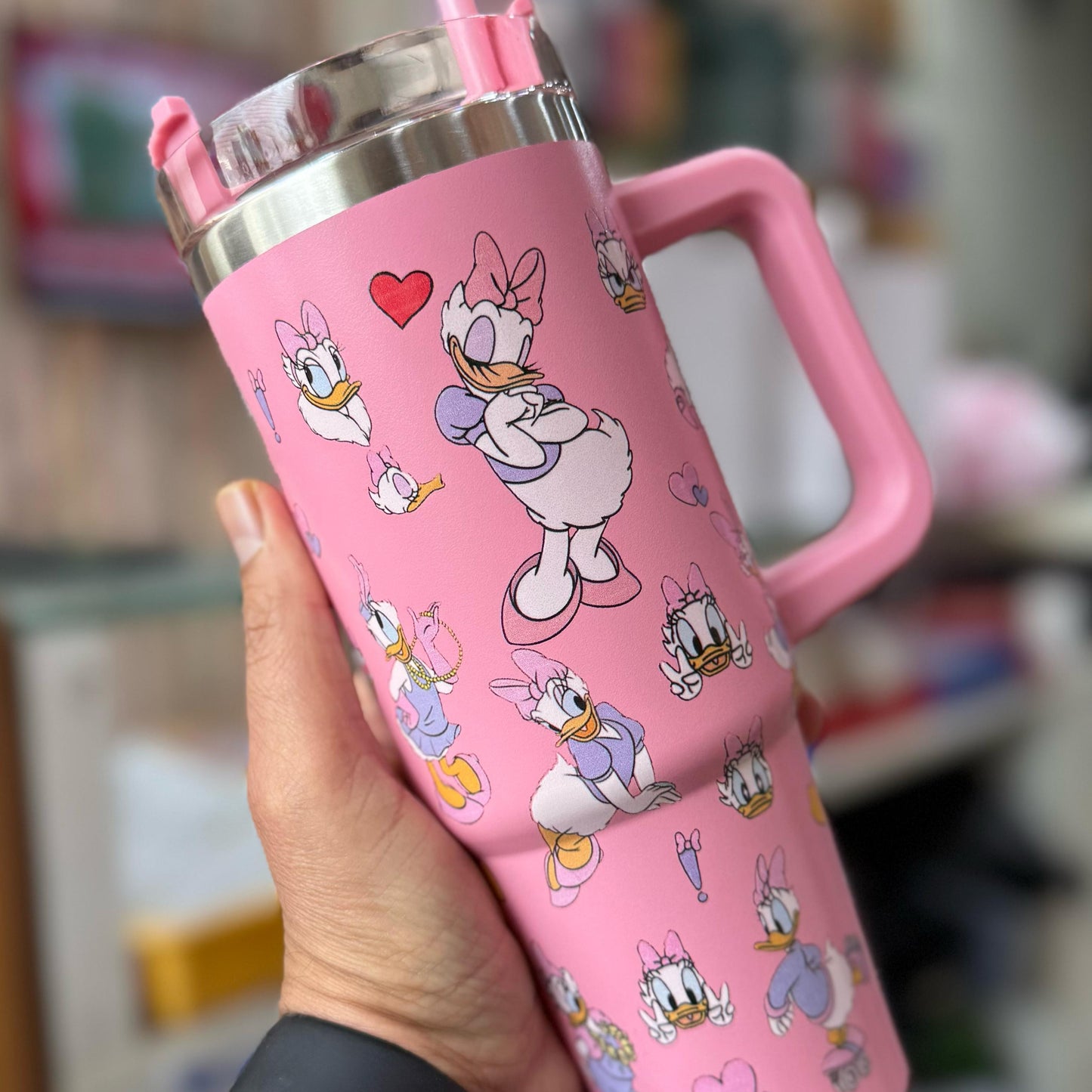 Premium 900ml Double-Wall Insulated Disney Character Tumbler with Handle and Straw