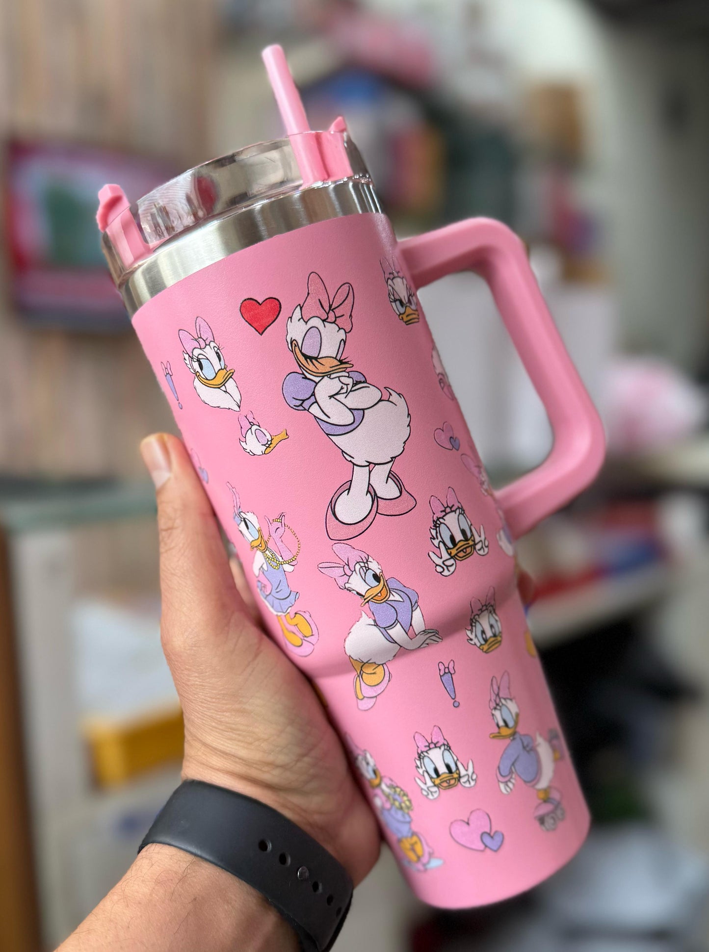 Premium 900ml Double-Wall Insulated Disney Character Tumbler with Handle and Straw