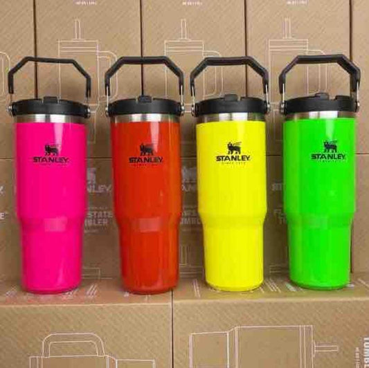 Stanley Quencher H2.0 FlowState Tumbler – Vibrant Neon Collection | 40 oz Insulated Travel Mug with Handle and Lid