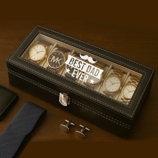 Premium PU Leather 6-Slot Watch Organizer Box