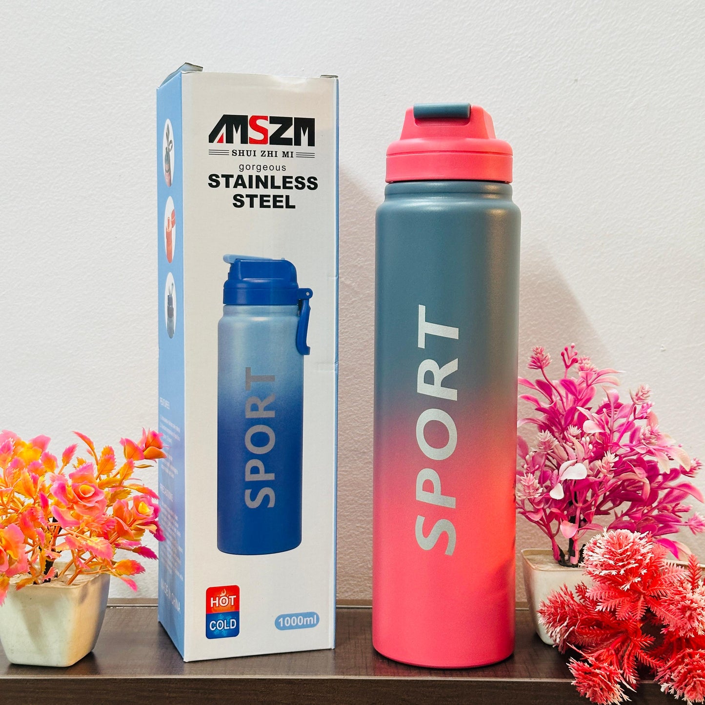 1 Litre Stainless Steel Insulated Sipper Bottle with Handle – Hot and Cold Water Flask for Daily Use