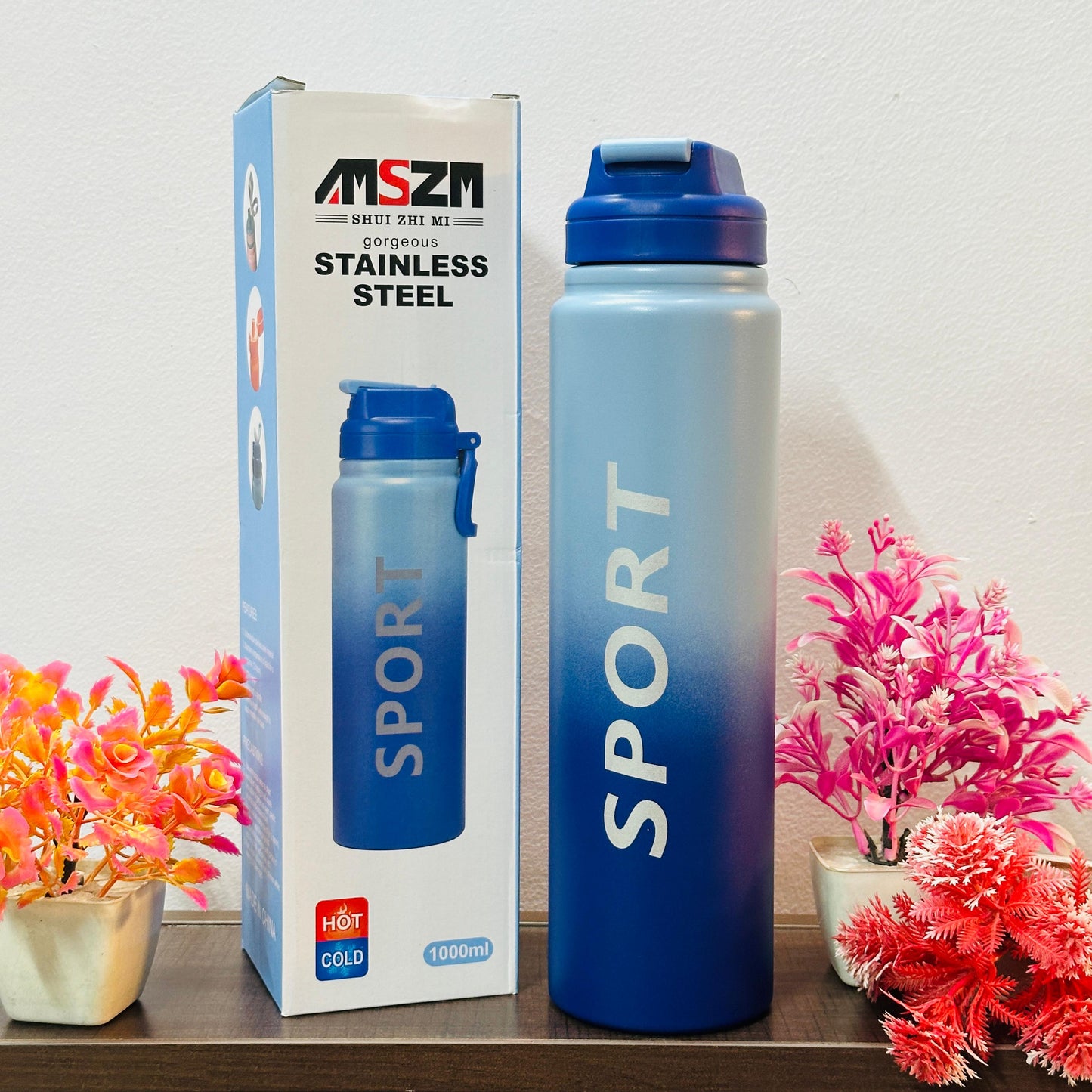1 Litre Stainless Steel Insulated Sipper Bottle with Handle – Hot and Cold Water Flask for Daily Use