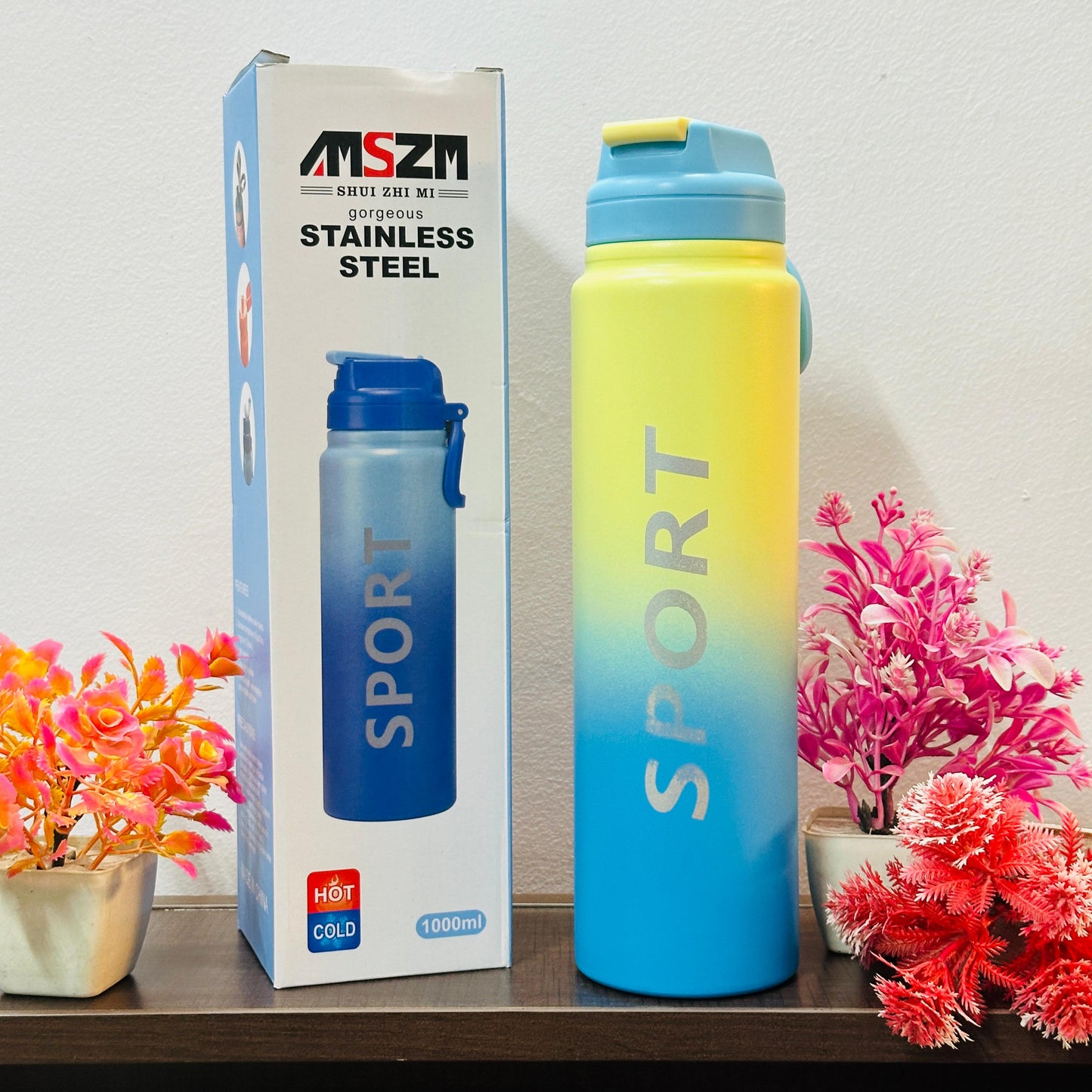 1 Litre Stainless Steel Insulated Sipper Bottle with Handle – Hot and Cold Water Flask for Daily Use