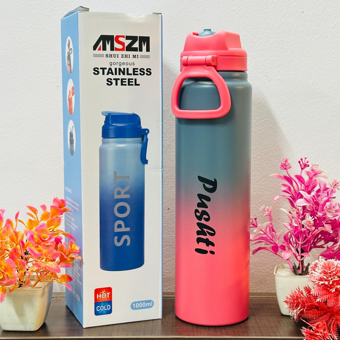 1 Litre Stainless Steel Insulated Sipper Bottle with Handle – Hot and Cold Water Flask for Daily Use