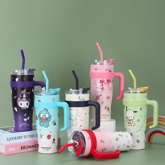 Double-Wall Insulated Stainless Steel Tumbler with Reusable Steel Straw - 600ml