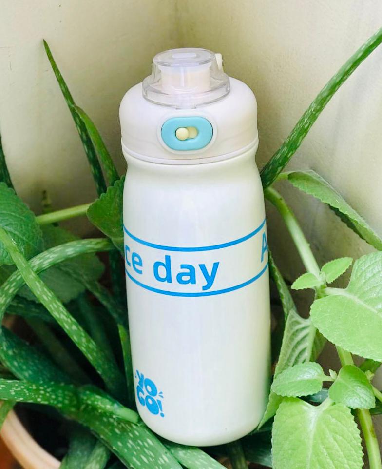 YOGO 600ml Insulated Stainless Steel Bottle – Hot and Cold Flask with Double Valve and Handle