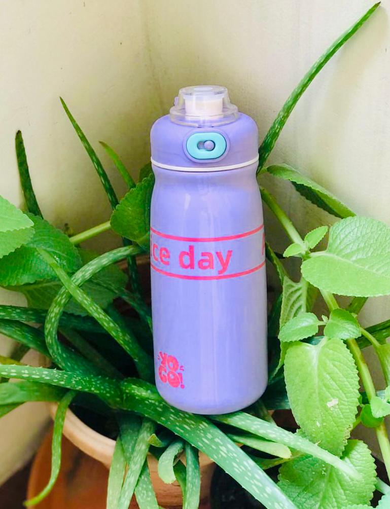 YOGO 600ml Insulated Stainless Steel Bottle – Hot and Cold Flask with Double Valve and Handle