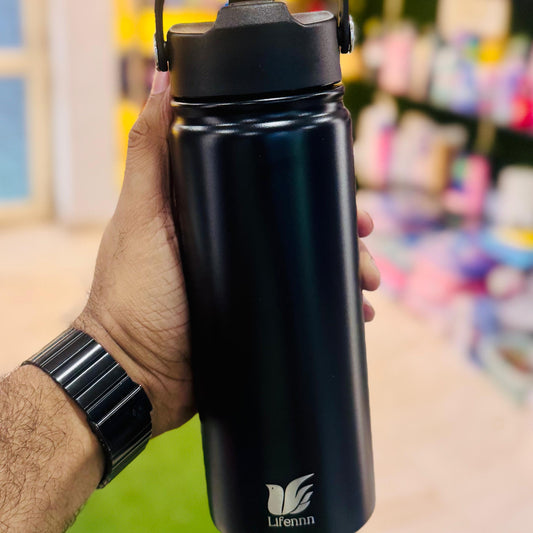 Lifennn 550ml Stainless Steel Sport Sipper Bottle – Double-Wall Insulated with Straw, Spout & Handle