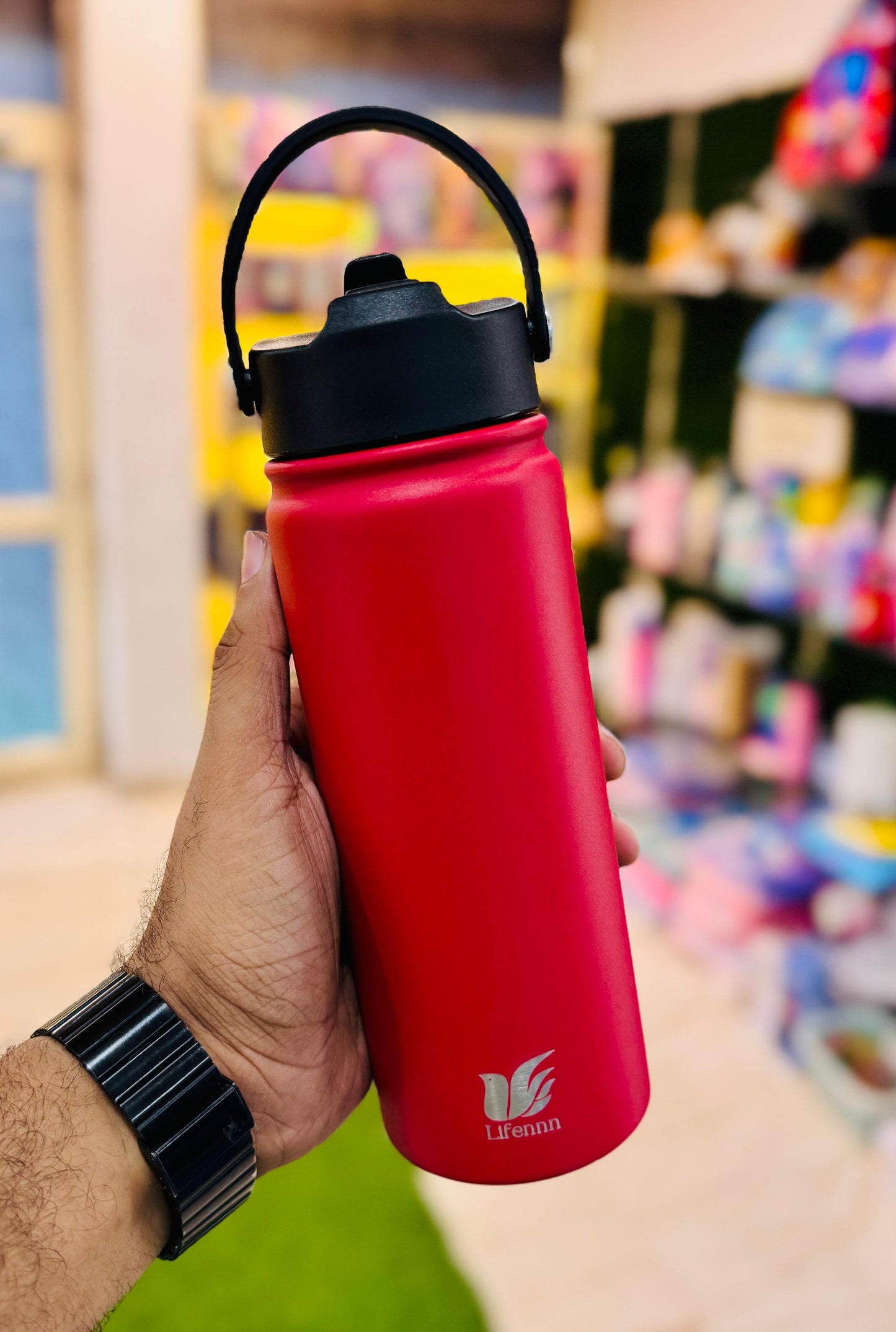 Lifennn 550ml Stainless Steel Sport Sipper Bottle – Double-Wall Insulated with Straw, Spout & Handle
