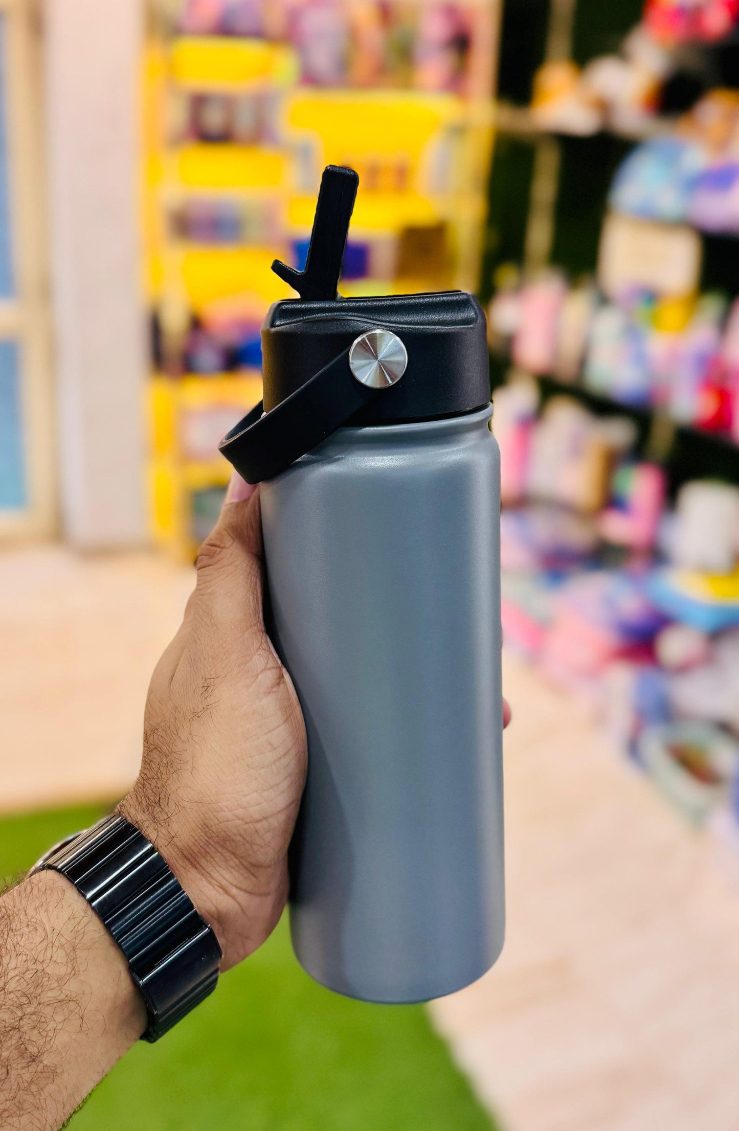 Lifennn 550ml Stainless Steel Sport Sipper Bottle – Double-Wall Insulated with Straw, Spout & Handle