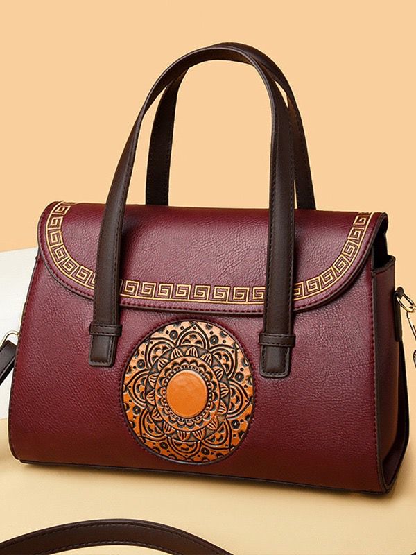 Imported PU Handbag – Premium Quality Structured Design with Artistic Detailing
