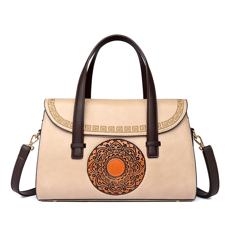 Imported PU Handbag – Premium Quality Structured Design with Artistic Detailing