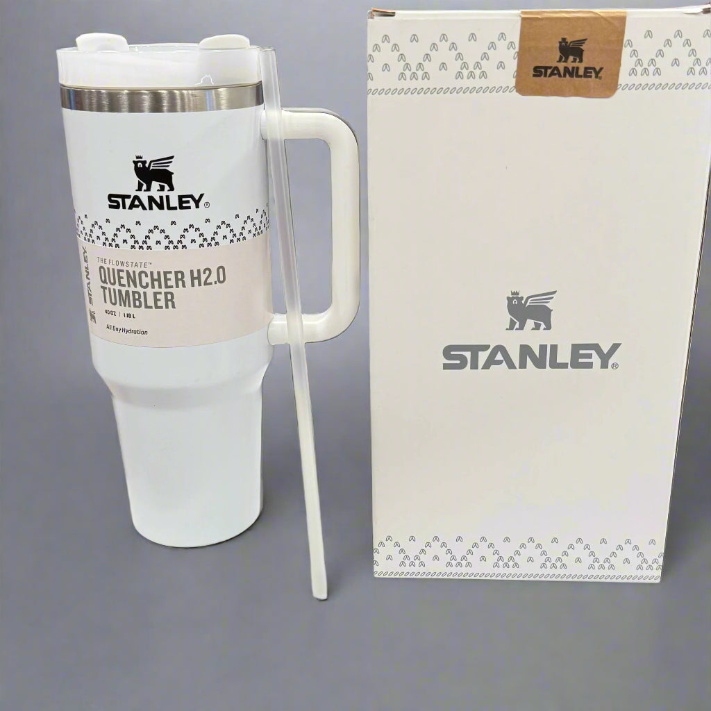Stanley tumbler with packaging on a shelf in a store