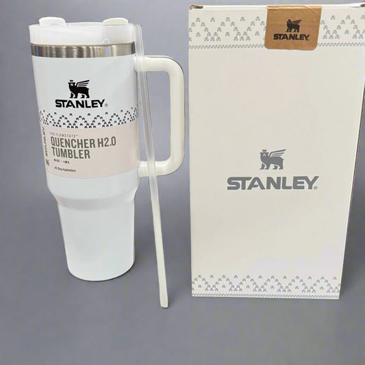 Stanley tumbler with packaging on a shelf in a store