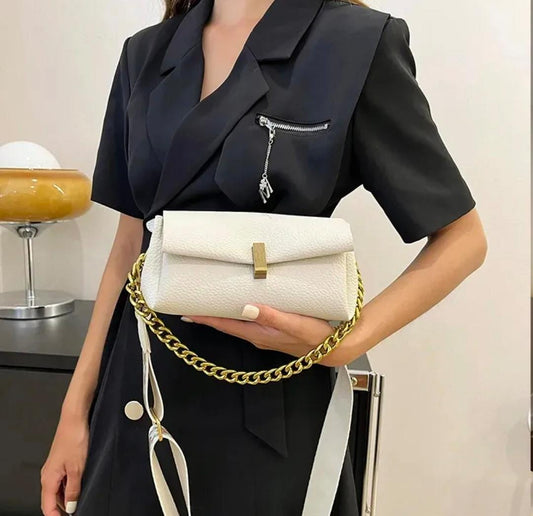 Stylish Sling Bag with Broad Strap and Chain Detail
