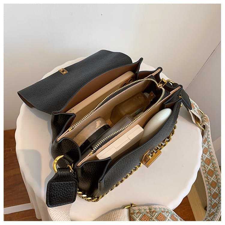 Stylish Sling Bag with Broad Strap and Chain Detail
