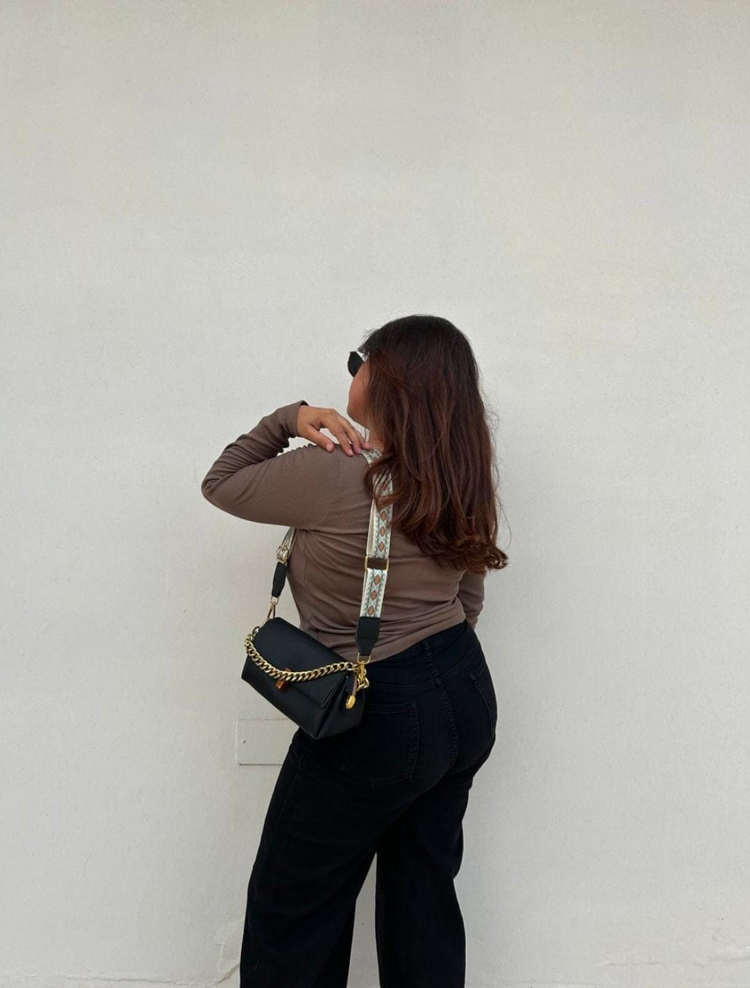 Stylish Sling Bag with Broad Strap and Chain Detail