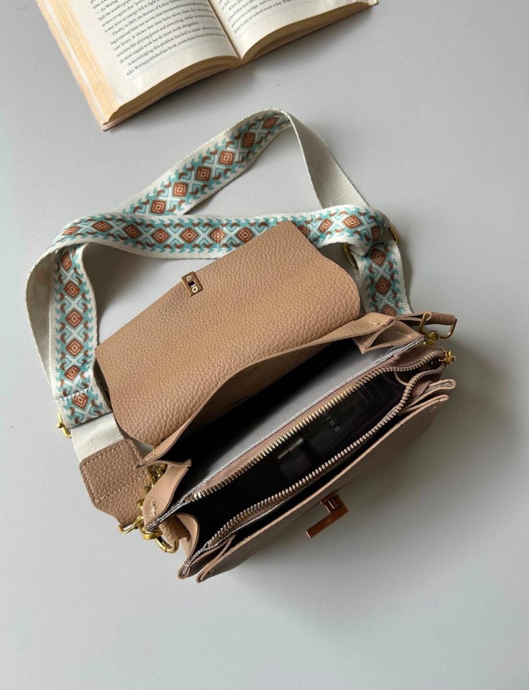 Stylish Sling Bag with Broad Strap and Chain Detail