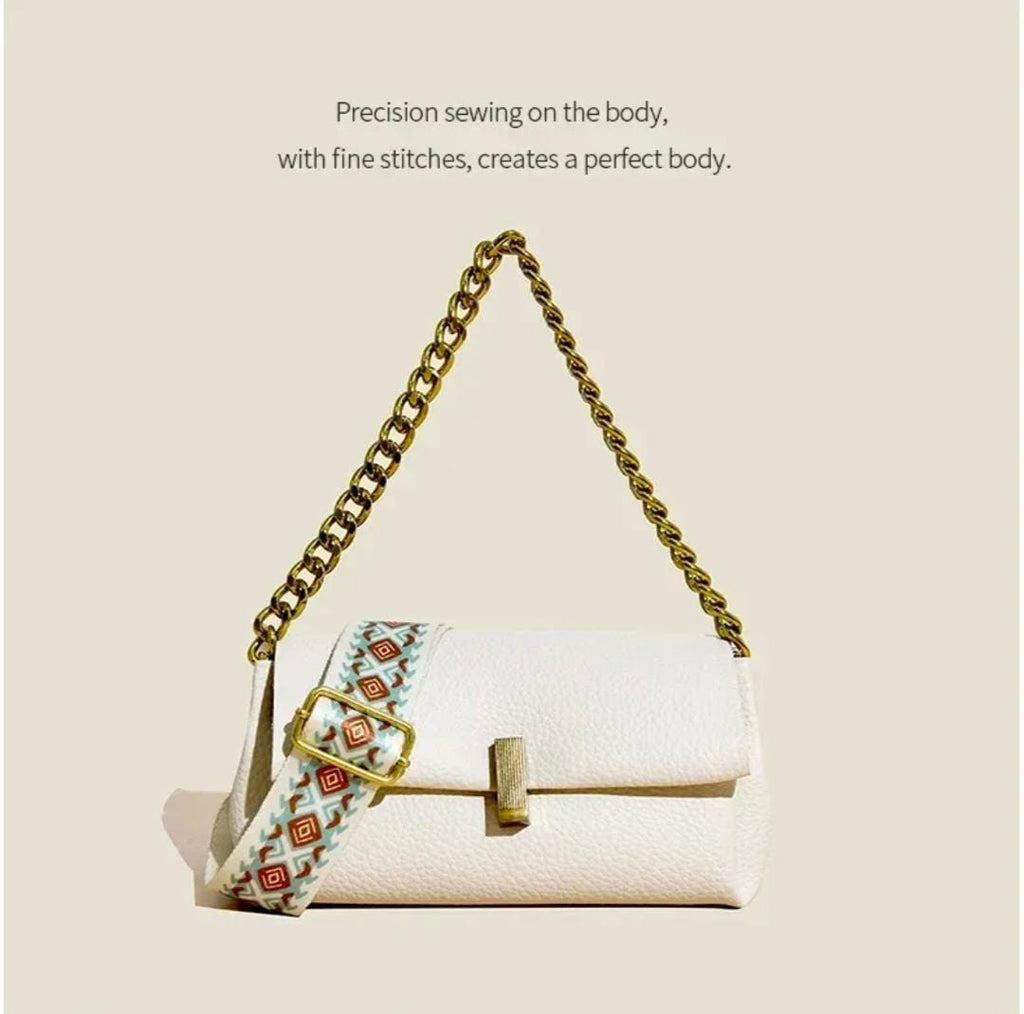 Stylish Sling Bag with Broad Strap and Chain Detail