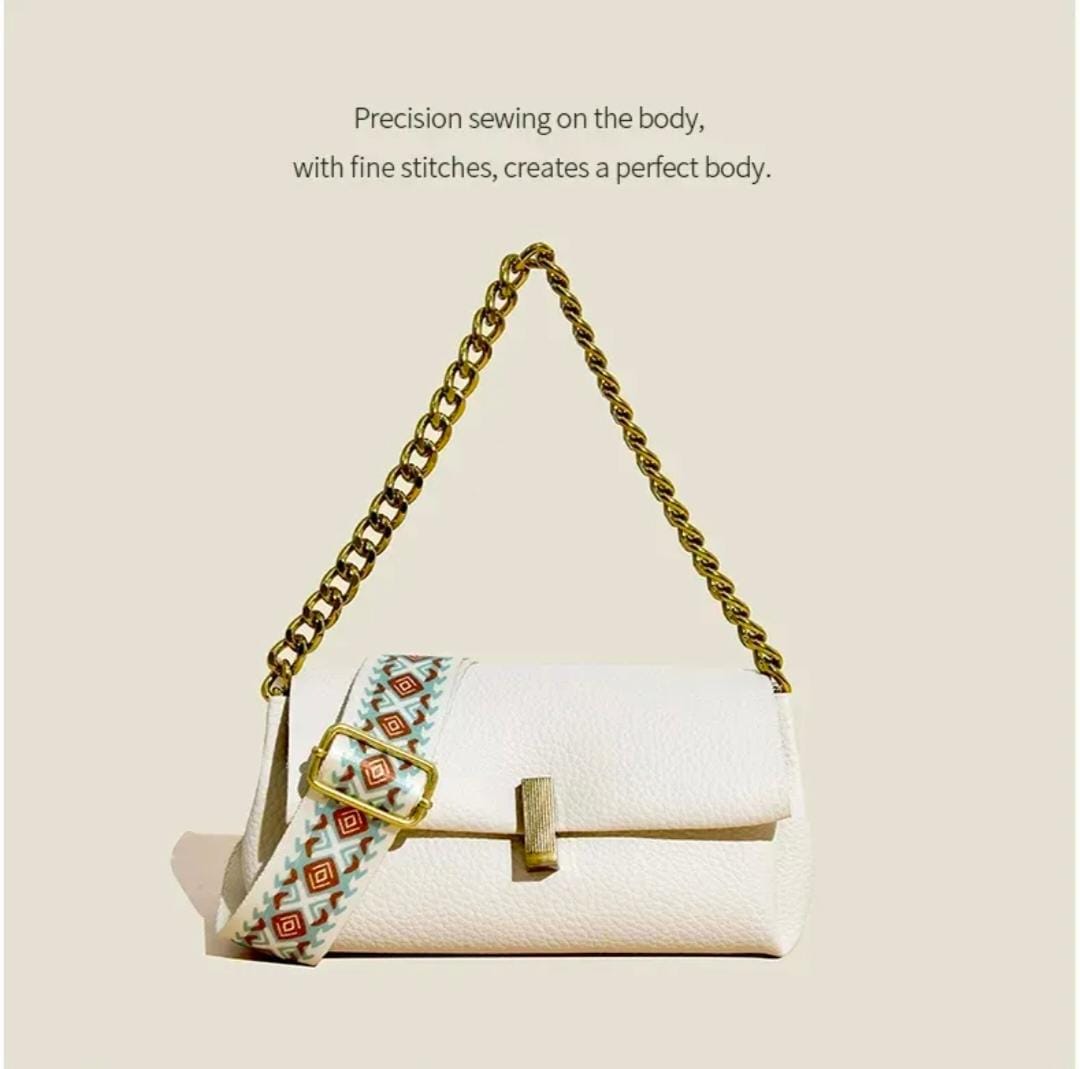 Stylish Sling Bag with Broad Strap and Chain Detail