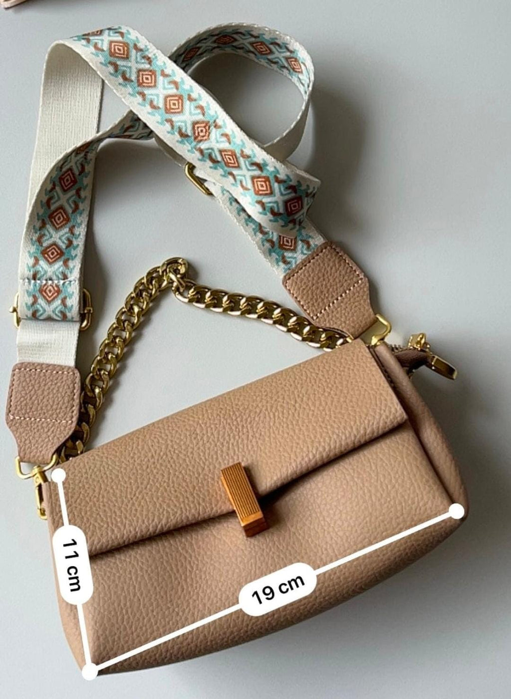 Stylish Sling Bag with Broad Strap and Chain Detail