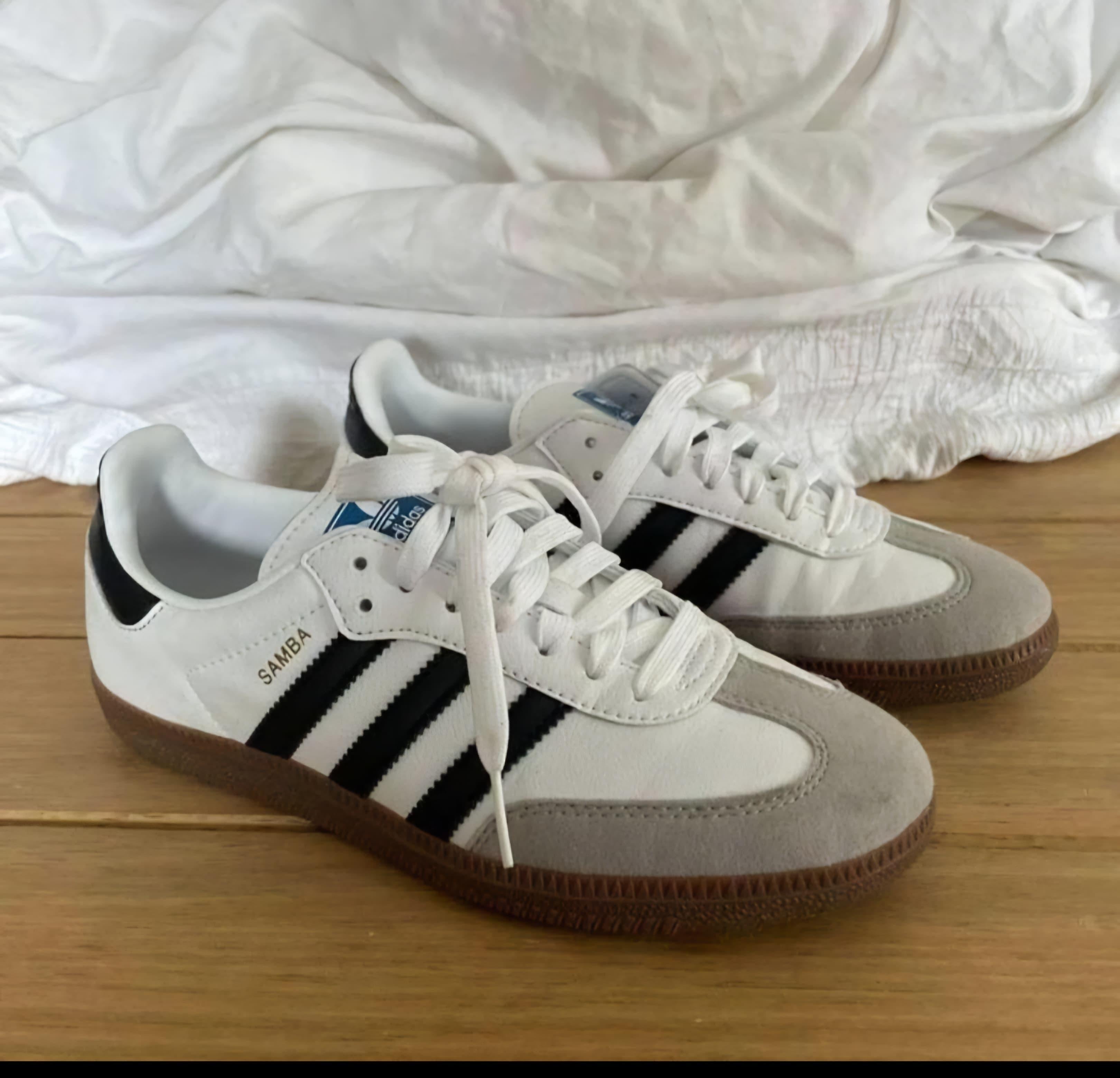 Samba Shoes for Girls – Classic White & Black Sneakers with Gum Sole | Sizes 35–40 | With Brand Box & Tags