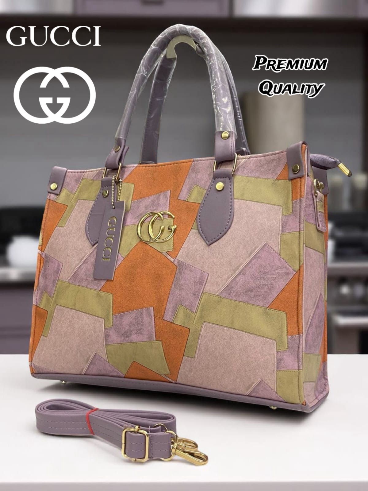 Premium GUCCI PU Leather Tote Bag – Spacious Handbag with Laptop Compartment