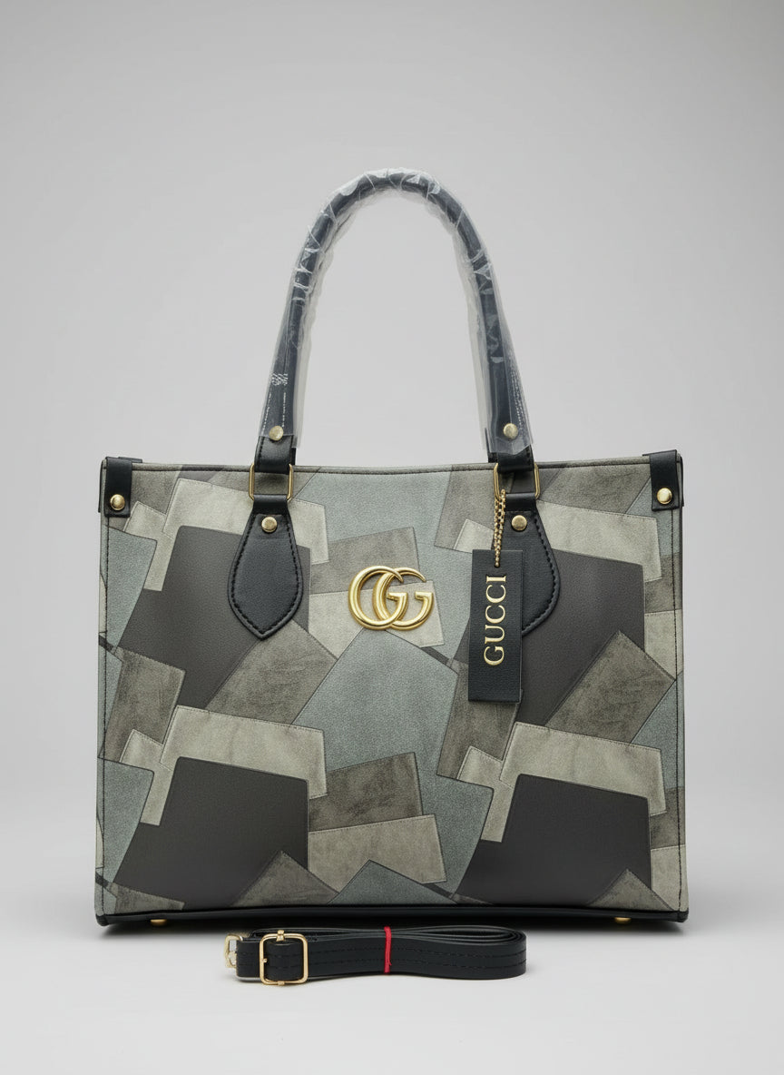 Gucci handbag with geometric pattern on a light surface